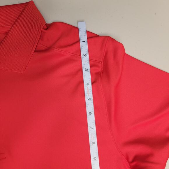 Under Armour Polo Shirt Mens size Small Loose Red Short Sleeve Heatgear 3 button - Picture 10 of 11